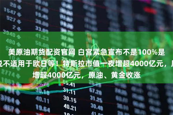 美原油期货配资官网 白宫紧急宣布不是100%是15%：药品关税不适用于欧日等！特斯拉市值一夜增超4000亿元，原油、黄金收涨