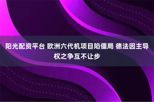 阳光配资平台 欧洲六代机项目陷僵局 德法因主导权之争互不让步